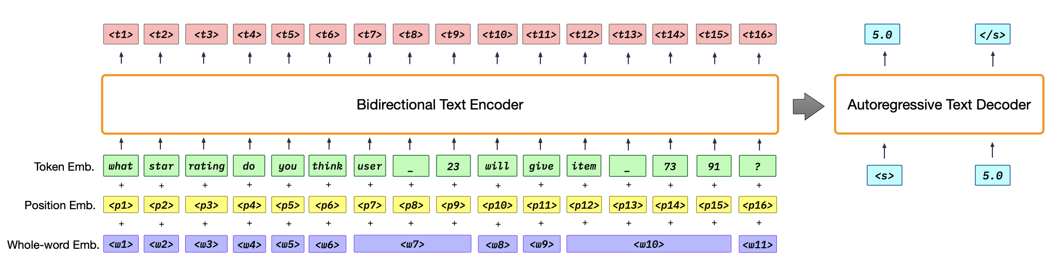 Diagram showing the architecture of the P5 model