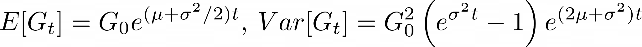Equations for the Mean and Variance of the GBM