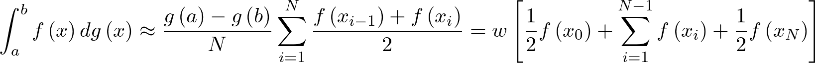 Math equation of the Riemann-Stieltjes Integral with Trapezoids