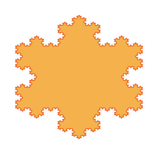 Sketch showing a snowflake constructed using fractal geometry